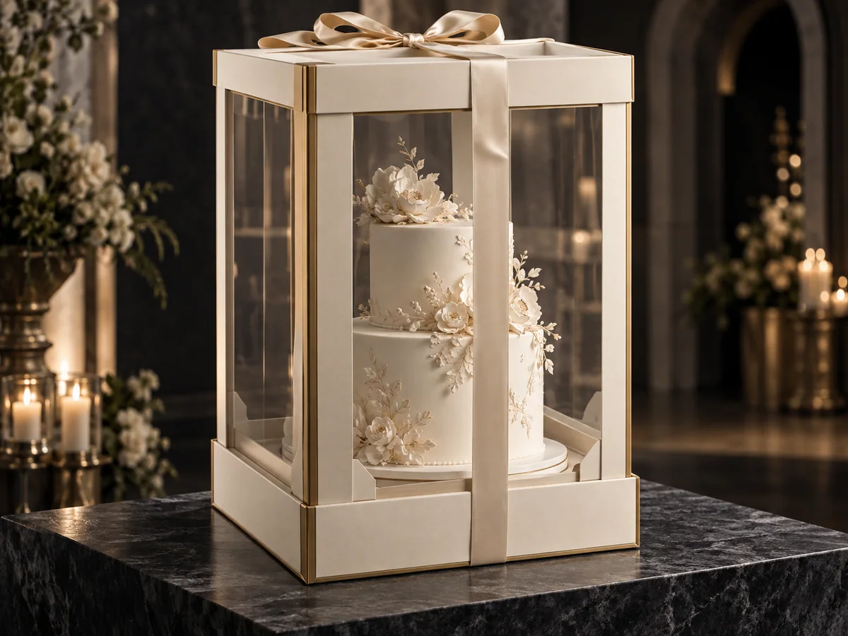 Custom Tiered Wedding Cake Boxes application and packaging detail