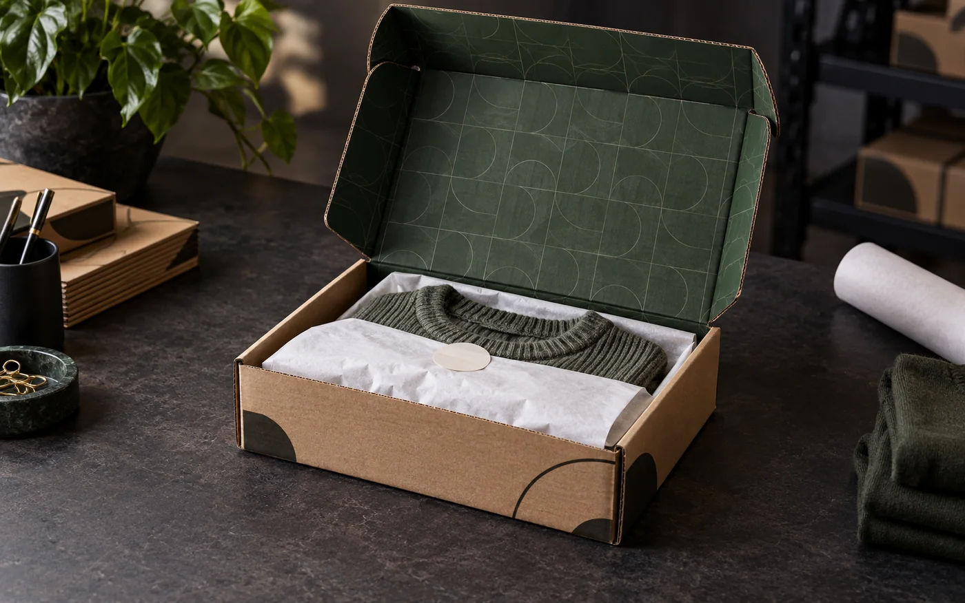 Custom printed corrugated ecommerce mailer for clothing